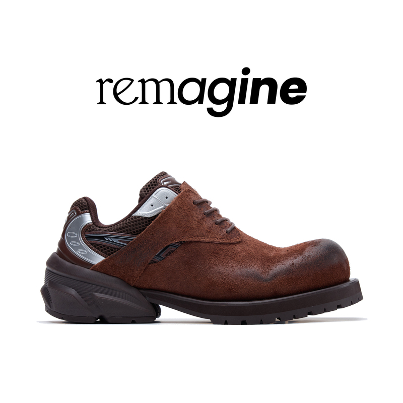Remagine Starting Bigger - Brown Round-Toe Derby Running Shoes