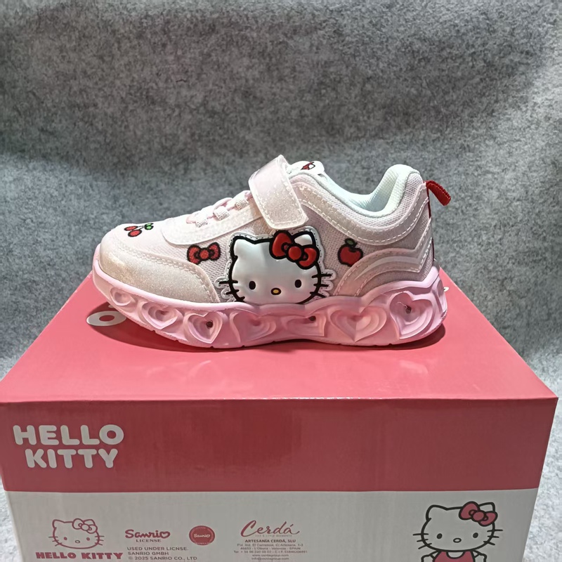Foreign Trade Export Surplus Cartoon Light-Up Lightweight Soft-Soled Girls' Pink Hello Kitty Flashing Shoes