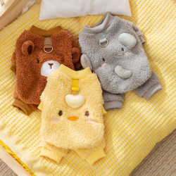 Autumn and Winter Thickened Warm Cartoon 3D Animal Pull-On Round-Neck Four-Legged Clothing for Small Dogs and Cats