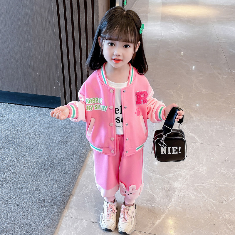 Girl Relaxed Ocean Air Spring Fall Baseball Suit Baby Casual Trendy Two Sets Children Sports Autumn Fashion Tide-Taobao