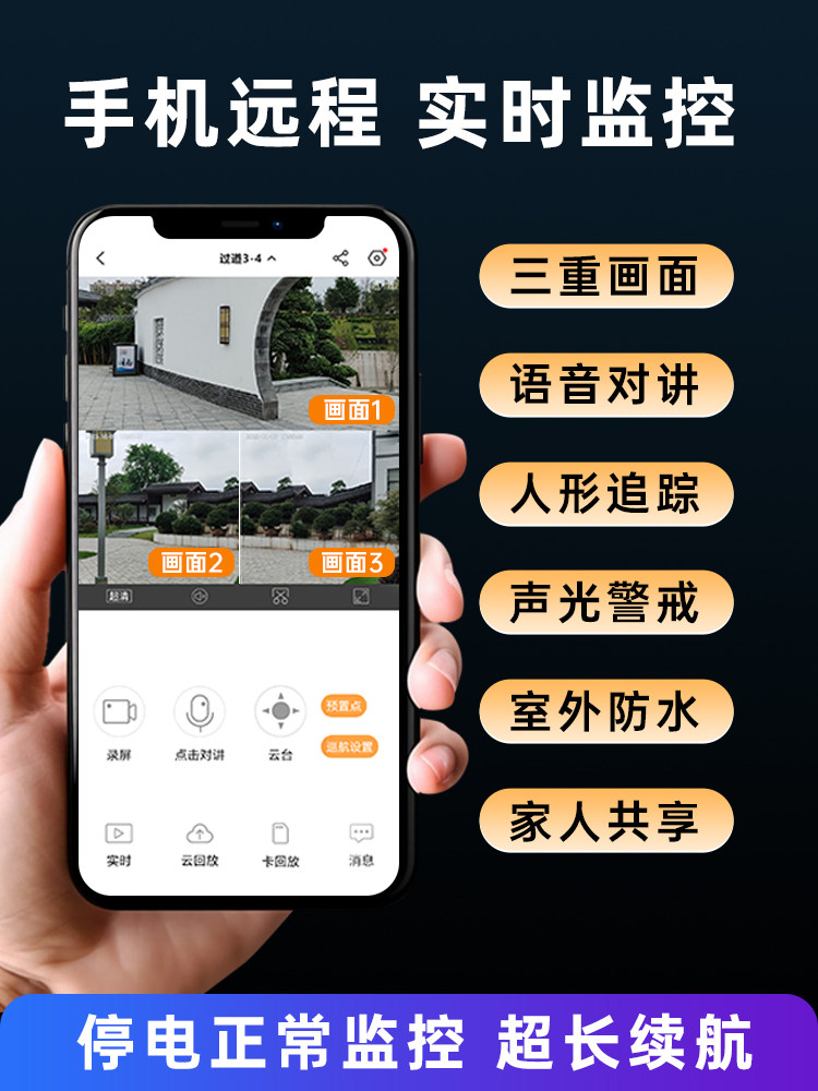 Tcl Outdoor Wireless Monitor with Mobile Phone Remote Control, Voice Camera, 360-Degree Panoramic View, 4g High-Definition Night Vision Photography