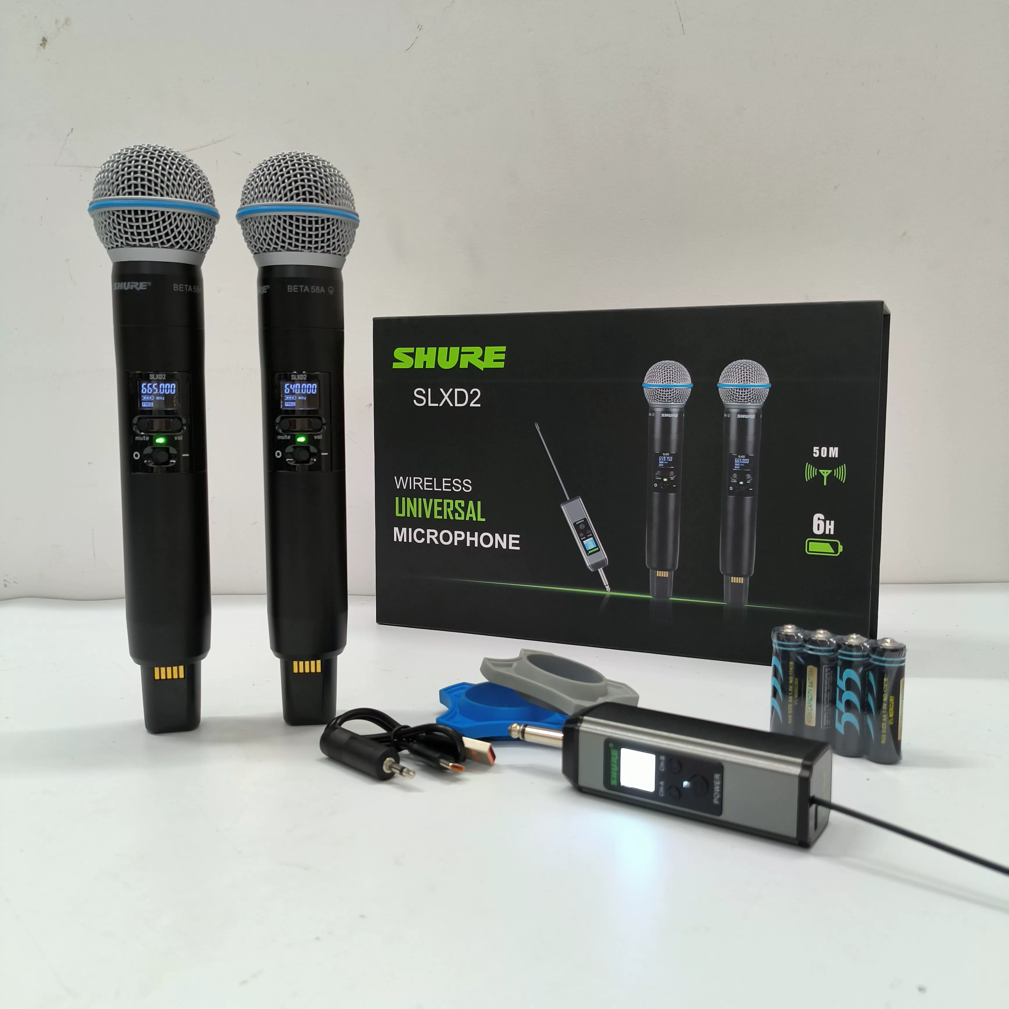 Профессиональный беспроводной микрофон Shure SLXD2, один к двум, U-сегмент, FM, караоке, ведущий на улице
