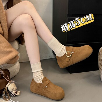 Thick-Soled, Height-Increasing, Fleece-Lined, Full-Coverage Birkenstock Shoes for Women, 2025 New Autumn and Winter Popular Slip-On Loafers, Birkenstock Cotton Shoes