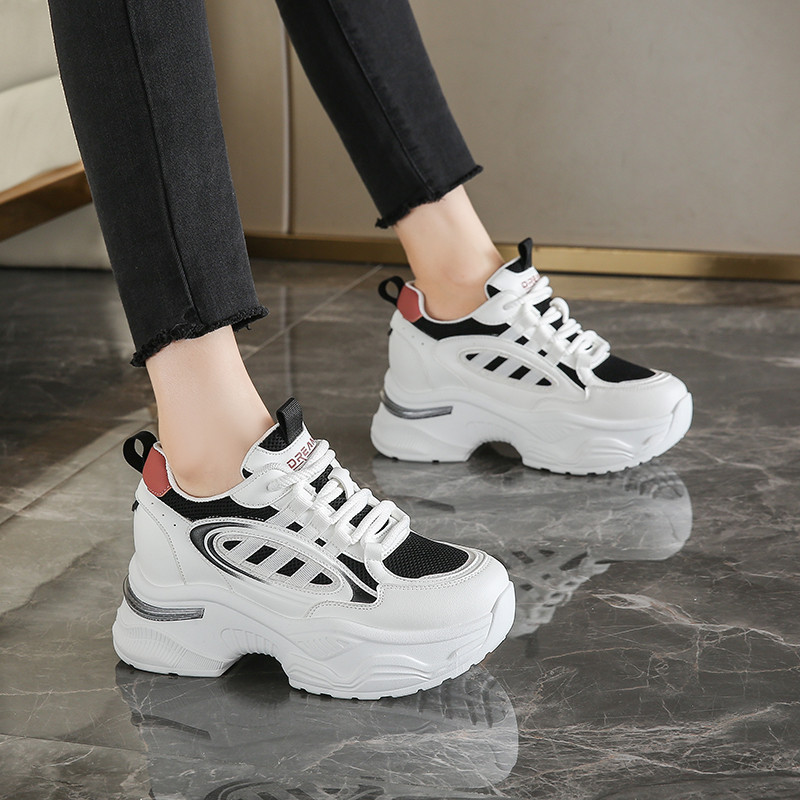 Mesh Thick-Soled Dad Shoes for Women 2025 Spring and Summer New Women's Breathable Women's Shoes 34 Small Size Heightening Casual Sports Shoes