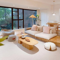 Japanese solid wood simple coffee table Nordic ash wood home living room Internet celebrity B&B wabi-sabi style combination design creativity