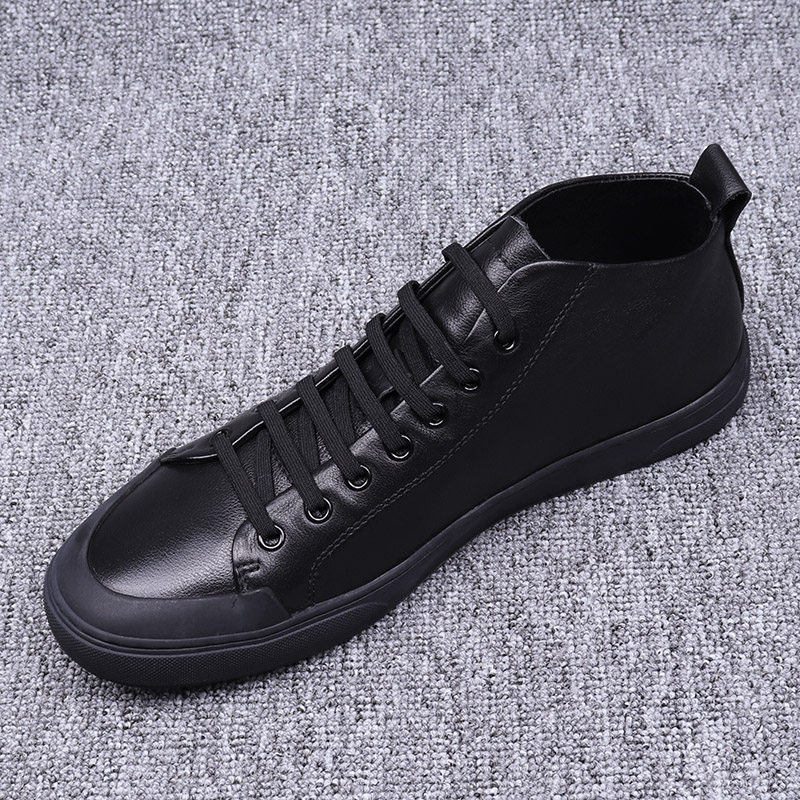 2022 autumn and winter trend men's leather breathable fashion casual shoes trendy European station all-match sneakers casual leather shoes