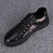 2022 new top layer cowhide sneakers mens splicing small white shoes casual sports shoes flat bottom mens casual shoes mens shoes