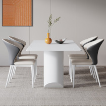 French cream style slate dining table and chair combination modern simple household small apartment dining table pure white rectangular dining table