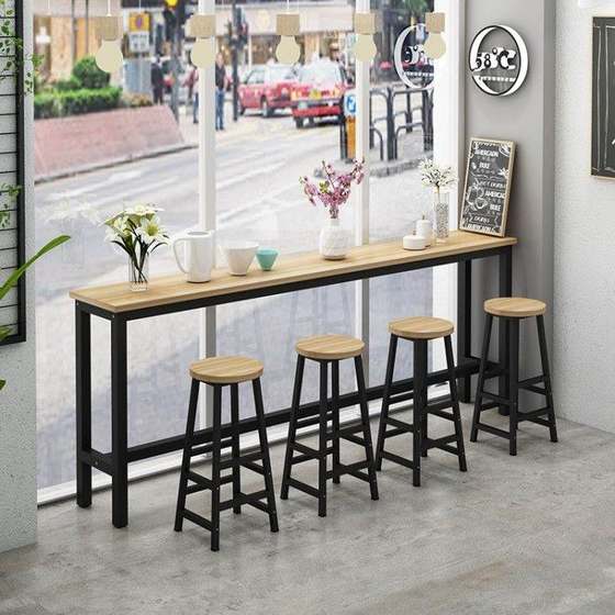 바 테이블 집 거실 하이 테이블 간단한 바 테이블 밀크티 가게 테이블과 의자 조합 긴 테이블 좁은 테이블 벽에