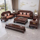 New Chinese style black gold solid wood sofa combination carving