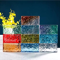 Colored glass bricks crystal bricks transparent square solid bathroom partition wall internet celebrity art double-sided ice pattern bricks
