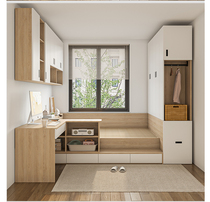 Small Bedroom Bed Wardrobe Integrated Small Family High Case Bed tatami with corner desk Hanging Cabinet Combined Air Pressure Storage