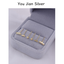 925 pure silver with five sets of ear nails small 100 lap beads zircon nails sleeping without picking up the earrings suit women