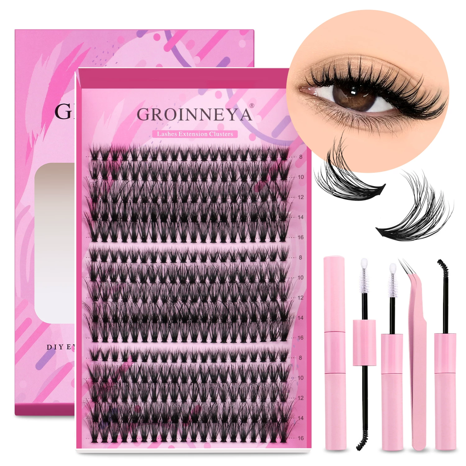 Sophisticated dense curling false eyelashes GROINNEYA, добавляет объем