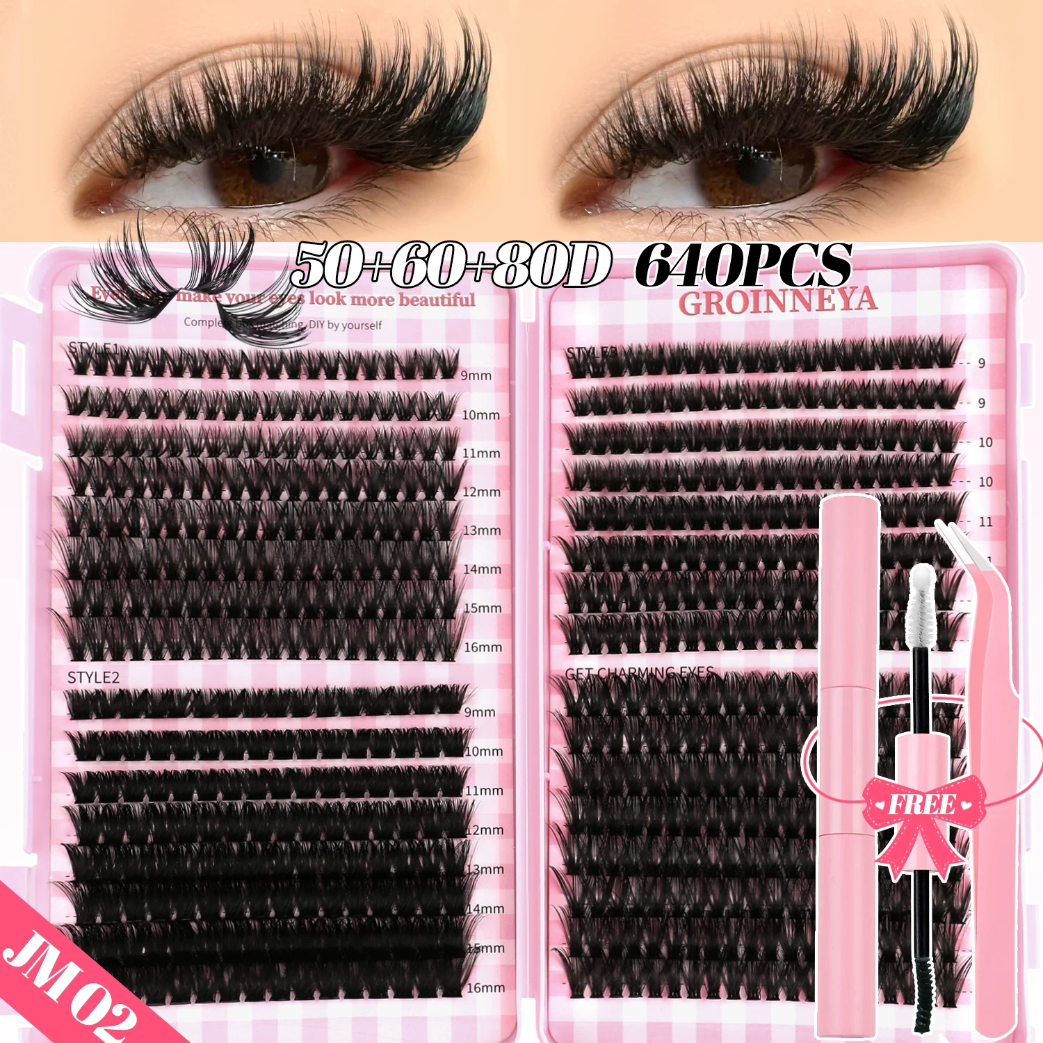 Dense false eyelashes, set, American style