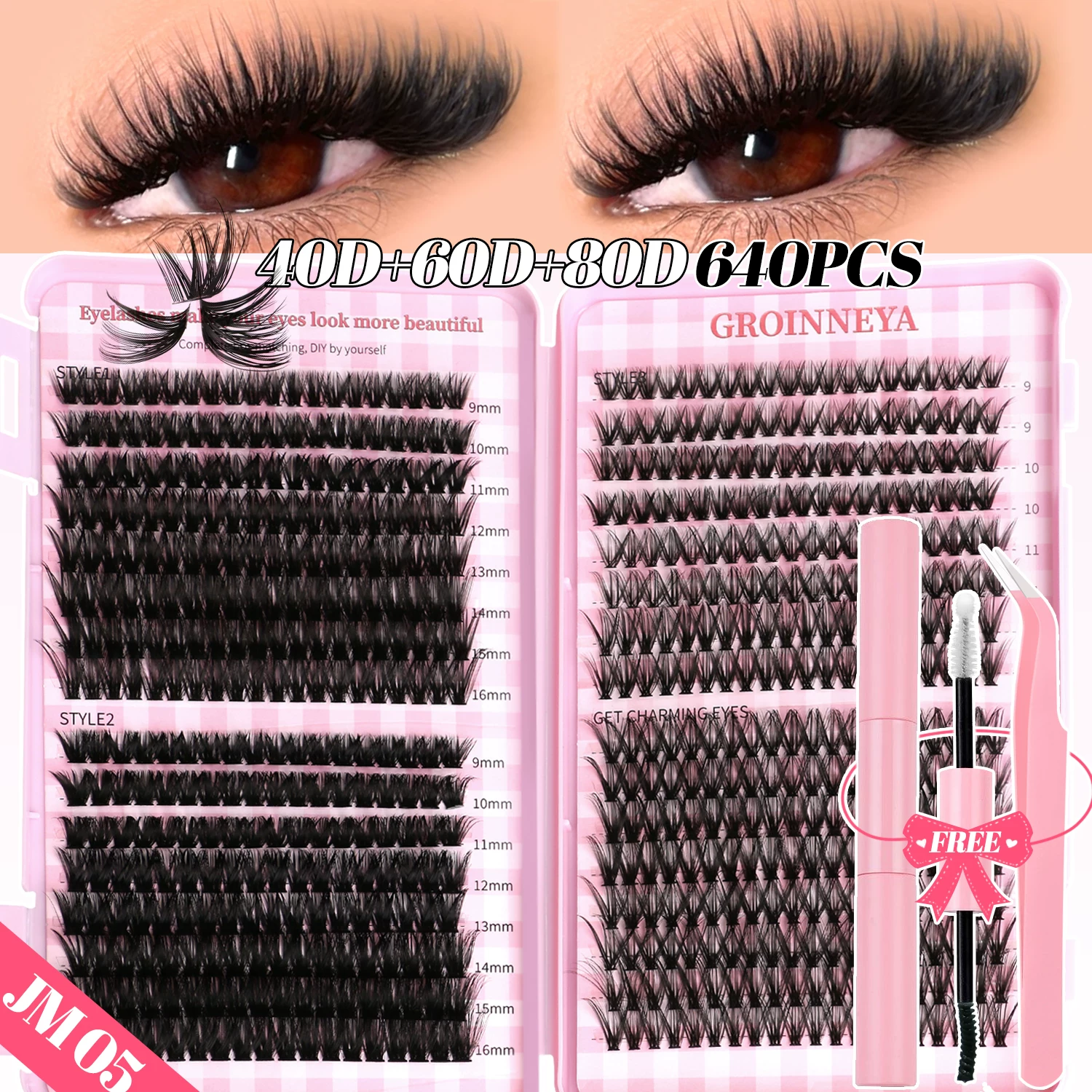 Dense false eyelashes, set, American style