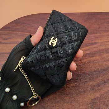 Genuine Leather Caviar Coin Purse Card Holder for Women 2026 New Zipper Storage Small Bag Compact Milky Key Case with Buckle