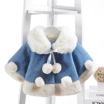 6 to 12 months baby cloak 2023 new girls wool sweater thickened shawl cloak childrens clothing princess winter clothing imitation