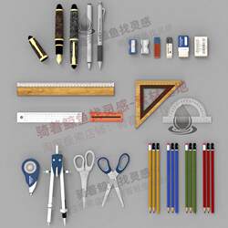 Stationery Supplies, Eraser, Triangle Ruler, Compass, Rhino Modeling/Rhino/C4D/3Dmax/Maya Model Obj