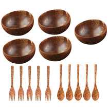 12-15cm Natural Coconut Bowl Wooden Tableware Spoon Set Coco