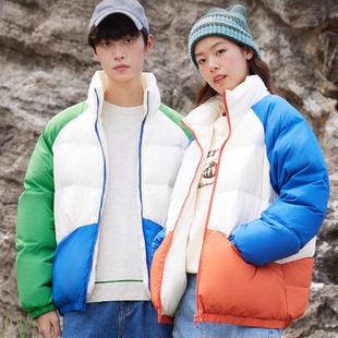 美特斯邦威25冬新款撞色复古潮流羽绒服