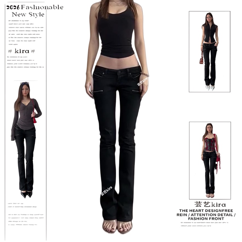 American Retro Heavy-Duty Multi-Zip Skinny Jeans for Women, High Street Style, Slim Fit, Straight Leg, Tapered Pants, Trendy American Retro Heavy-Duty Multi-Zip Skinny Jeans for Women, High Street Style, Slim Fit, Straight Leg, Tapered Pants, Trendy
