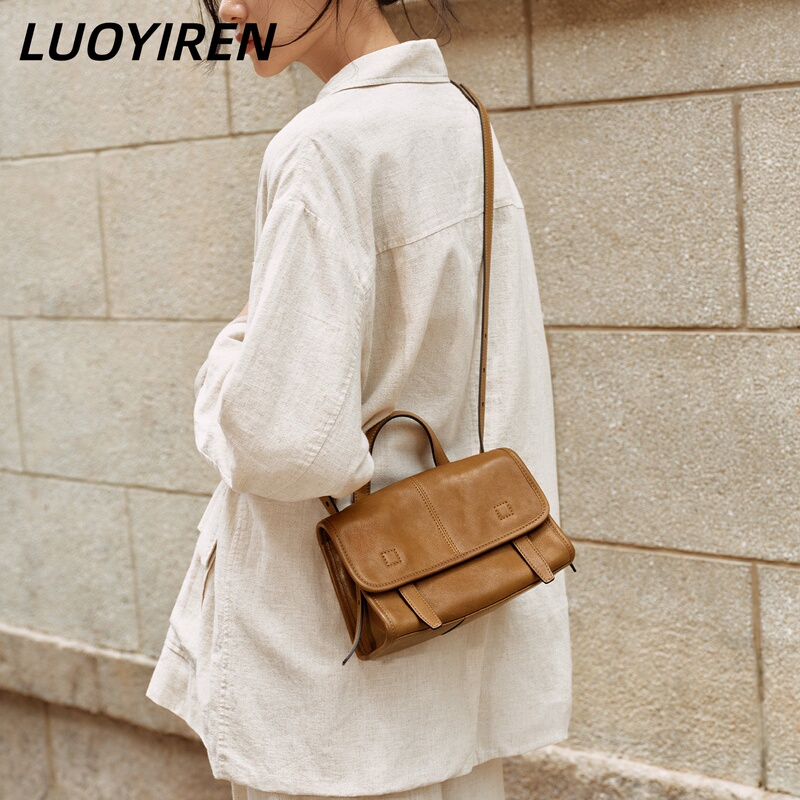 Luoyiren Vegetable-Tanned Sheepskin Messenger Bag Mmin Handbell Style Postman Bag Retro Commuter Shoulder Crossbody Bag Luoyiren Vegetable-Tanned Sheepskin Messenger Bag Mmin Handbell Style Postman Bag Retro Commuter Shoulder Crossbody Bag