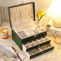 High-end jewelry storage box necklace earrings ear studs earrings bracelets rings exquisite jewelry gold jewelry large capacity
