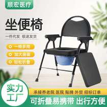 Shunhong foldable toilet chair with backrest folding toilet chair portable folding toilet chair for the elderly and pregnant women