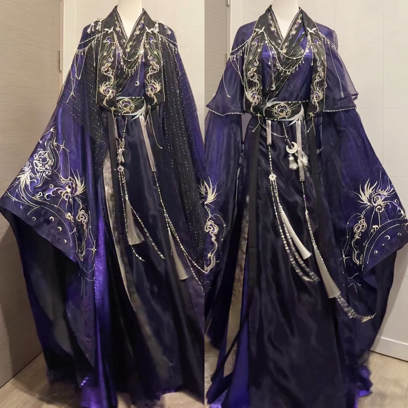 【Xuan Yue】Exquisitely Crafted Hanfu in Wei and Jin Dynasty Style, Ethereal and Elegant, Embroidered with Traditional Chinese Motifs, Purple Dark Series, Unisex