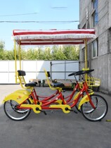 Four-wheeled four-person tourist attraction rental sightseeing car for family use parent-child caravan 24-inch four-person bicycle