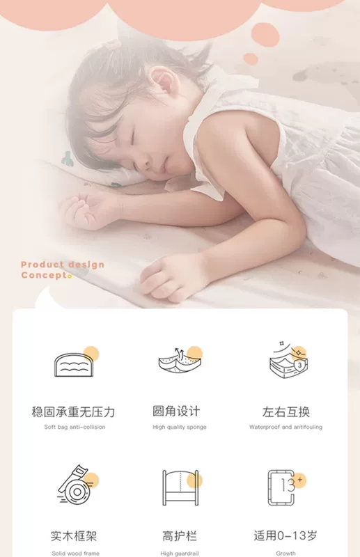 Gỗ chắc chắn nối giường giường trẻ em bé mở rộng giường sồi nối giường nối hiện vật bé trai và bé gái giường đơn giường