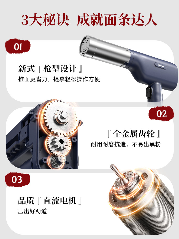 Bear Brand Noodle Maker, Household Fully Automatic Handheld Noodle Press, Small Electric Smart Noodle Machine and Dough Press