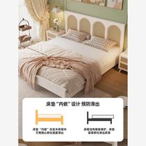 H solid wood rattan bed French retro cream style simple master bedroom pastoral style white 1.8 meters double bed and breakfast