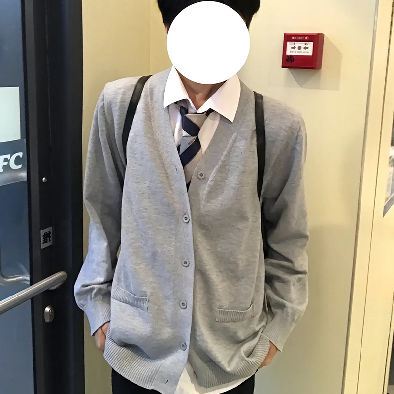 Japanese-Style Uniform Knit Cardigan for Men, Autumn and Winter Jacket, Sweater, High School Student Inner Layer, Base Shirt, School Style, Solid Color