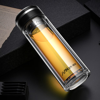 Fuguang Double-Layer Glass Cup for Men, High-Temperature Resistant Insulated Water Cup for Women, Tea Cup for Personal Use, High-End Cup