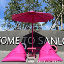 Munda Click Custom Seaside Beach Decoration Rose red No coveted side Large Number of windproof sunbeds Umbrella Pink Sloppy Couch