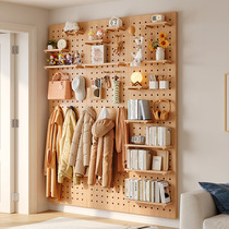 Clothes hanging wall panels solid wood hole panels hanging panels storage racks wall storage cabinets wall entrance hall entrance wall
