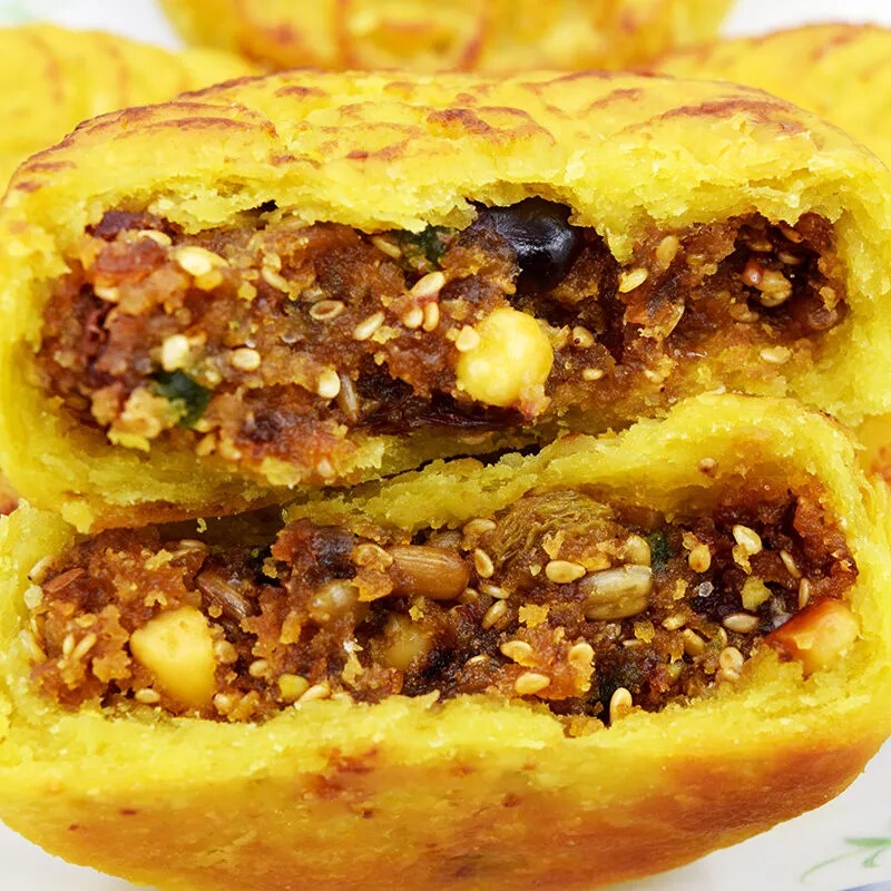 Authentic Xinzhou Specialty Shanxi Shenchi Sesame Oil Mooncake, Traditional Handmade Five-Nut Egg Crust Pastry, Traditional Snack