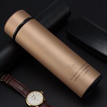 High-end high-end 304 stainless steel frosted thermos cup for men business large-capacity water cup for women with tea compartment and engraving customization