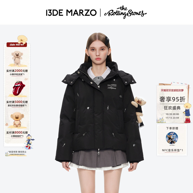 March 13 |   Rolling Stones Co-Branded Series 2026 Autumn and Winter New Metal Bear Hooded down Jacket