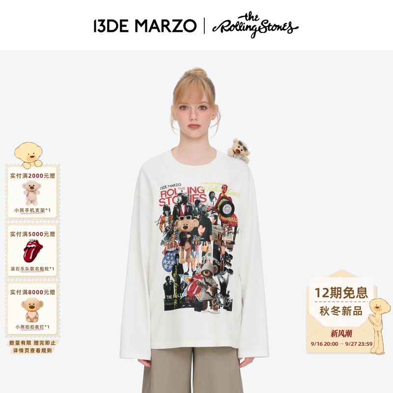 March 13 |   Rolling Stones Co-Branded Series 2026 Autumn and Winter New Printed Stacked Long-Sleeved T-Shirt