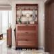 New Chinese-Style Ultra-Thin Flip-Top Shoe Cabinet with Integrated Wall-Mounted Coat Rack and Solid Wood Color Entryway Cabinet Shoe Rack