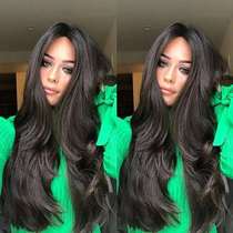 Mid-length curly female long hair large wavy curly black sta