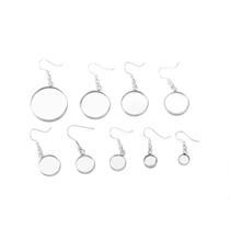 Stainless steel bottom bracket single hanging large ear hook gemstone patch tray 6-25mm DIY glue earrings earring accessories