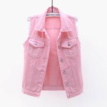 Multi-color denim vest womens short spring and summer slim fit raw edge sleeveless jacket ripped cardigan top