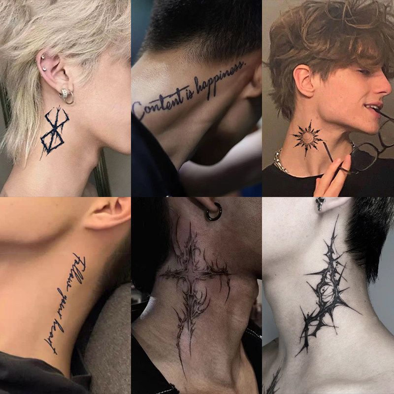 Popular Style, Personalized European and American Style, High-End Feel, Arm and Neck Tattoo Stickers for Men and Women, Herbal Juice Tattoo Stickers, Waterproof