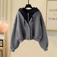 Серый топ (тонкий весенне-осенний стиль)