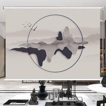 Customized new Chinese-style hand-operated curtains lifting blackout and sunshade roller blinds no punching installation office study living room