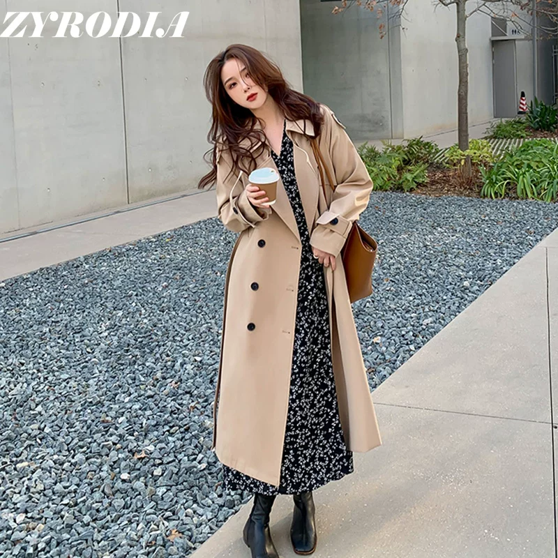 Осеннее trench coat, длинная куртка, средней длины, для подростков, британский стиль, высококачественный стиль, яркий запоминающийся стиль